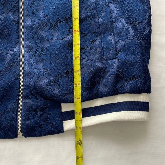 English Factory Bomber Varsity Lace Shell Jacket Womens Sz M NWT* - Picture 9 of 14